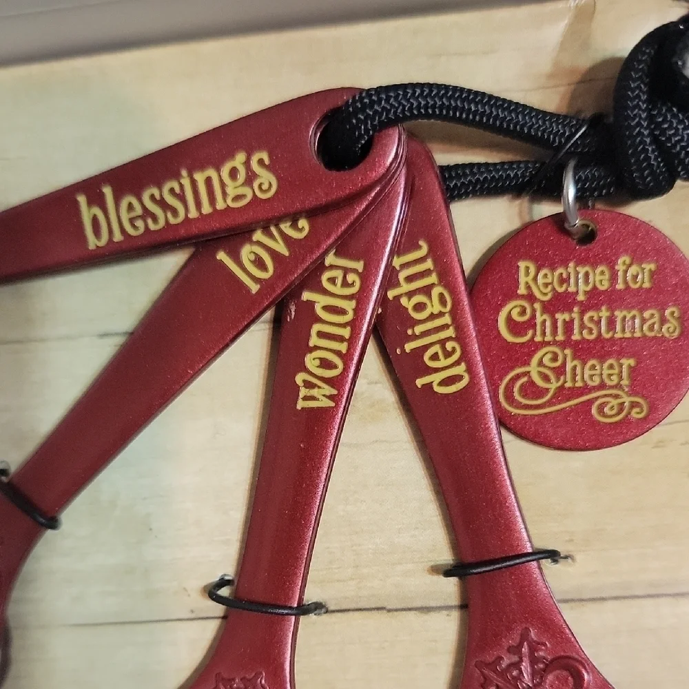 Beautiful Red Metal Measuring Spoon Set. Perfect Early Christmas In July Gift